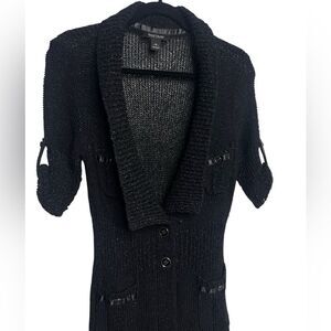 WHBM Knit Short Sleeve Cardigan Black Size Medium